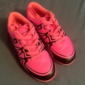 Pink and Black Kids Indoor Soccer Shoes